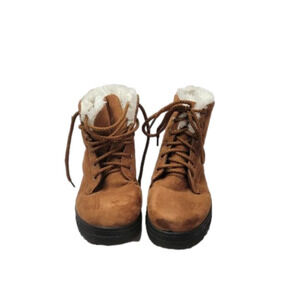 Sql Tie up sherpa interior faux suede combat boots